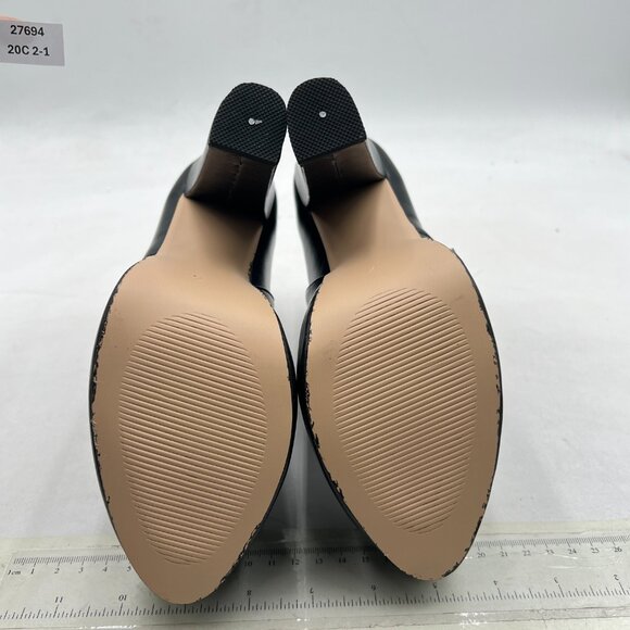 Black Trendy Chunky High Heels Platform Ankle Boots Pointed Toe Side Zipper Boot - Picture 7 of 8